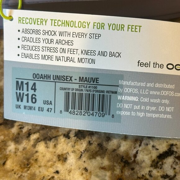 Oofos OOAHH UNISEX MAUVE Recovery Slide/Sandals Size M14/W16  **NWT**  (E/P) - Picture 8 of 8